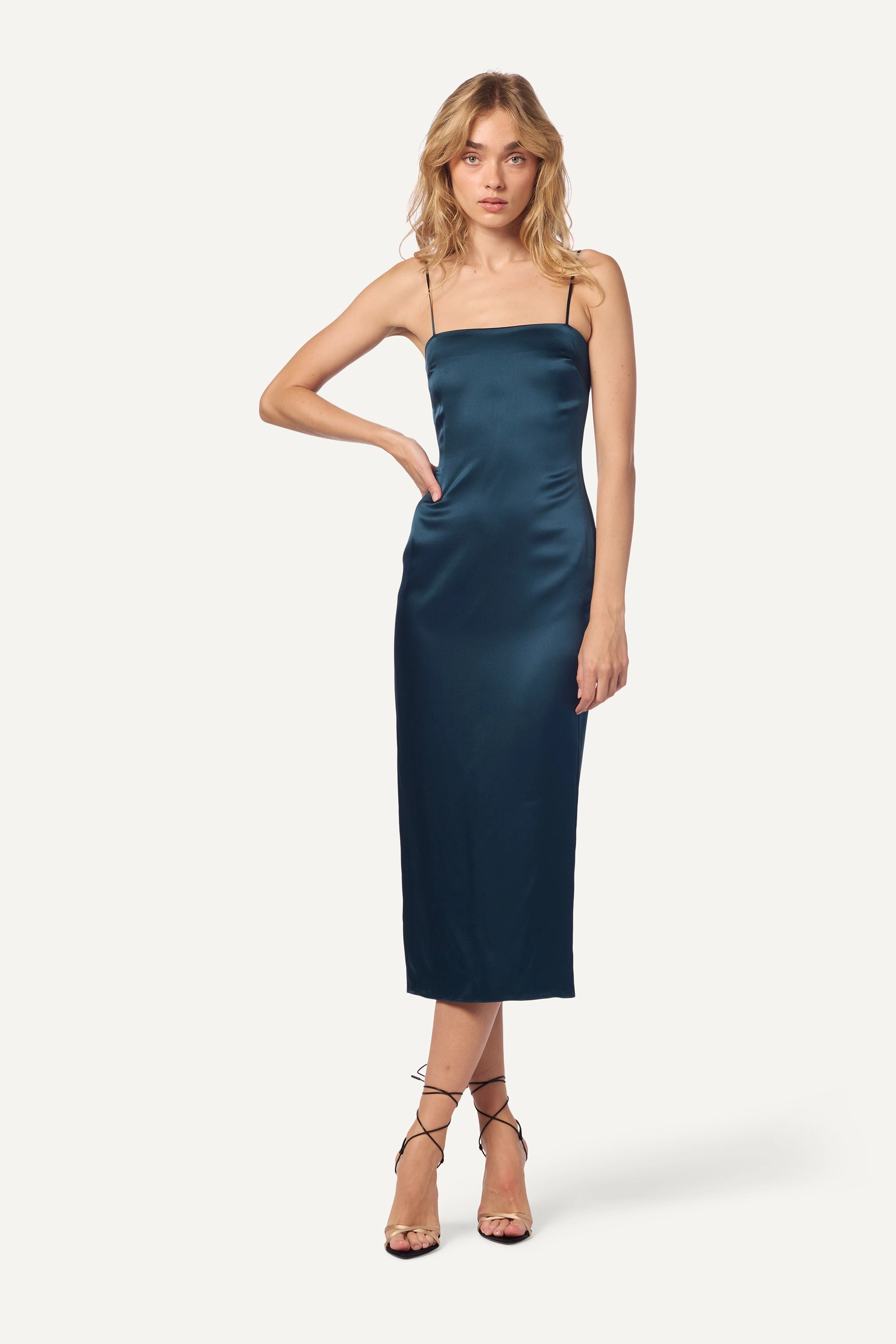 Cool Season CHRISTY SQUARE NECK SILK CAMI DRESS | COMPASS