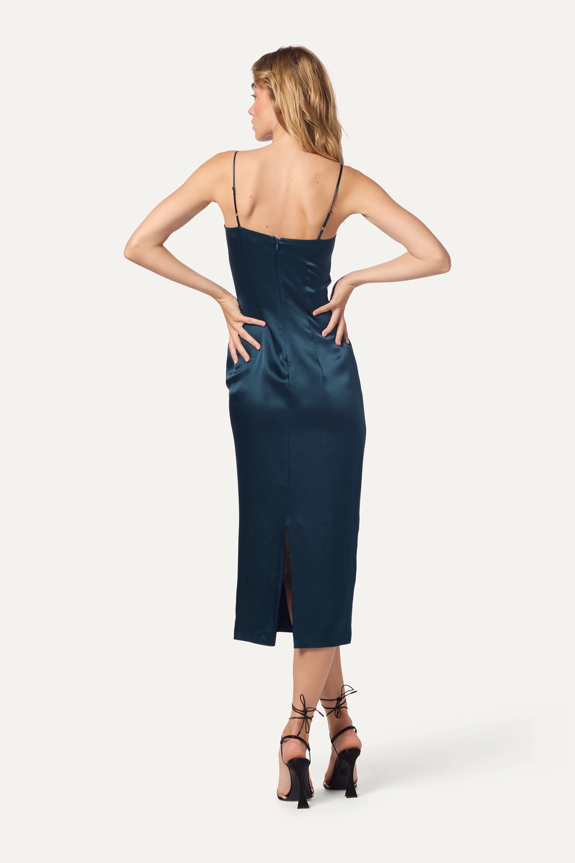 Soft Design CHRISTY SQUARE NECK SILK CAMI DRESS | COMPASS