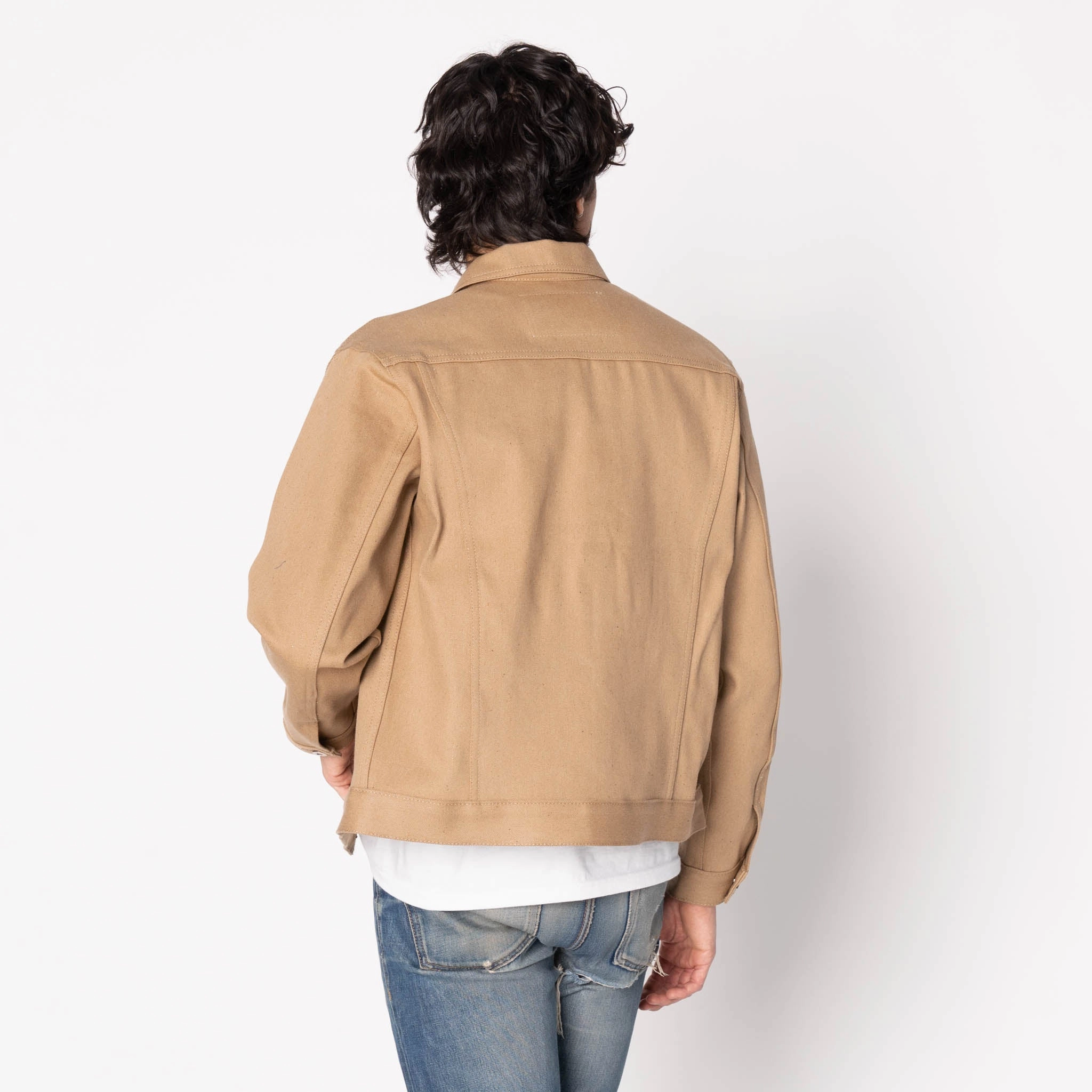 Stretchable Panels Denim Jacket  -  Brown Fox Selvedge - Brown
