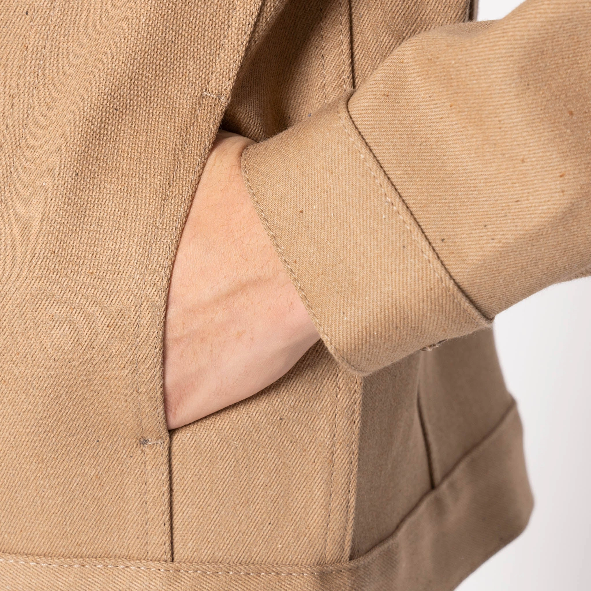 Compression Strap Adjustment Denim Jacket  -  Brown Fox Selvedge - Brown