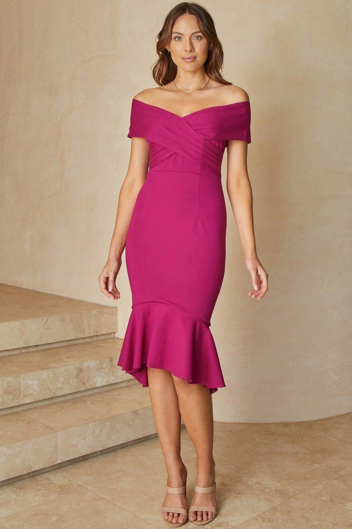 Evening-Wear warm tones Brienne Dress - Fuchsia