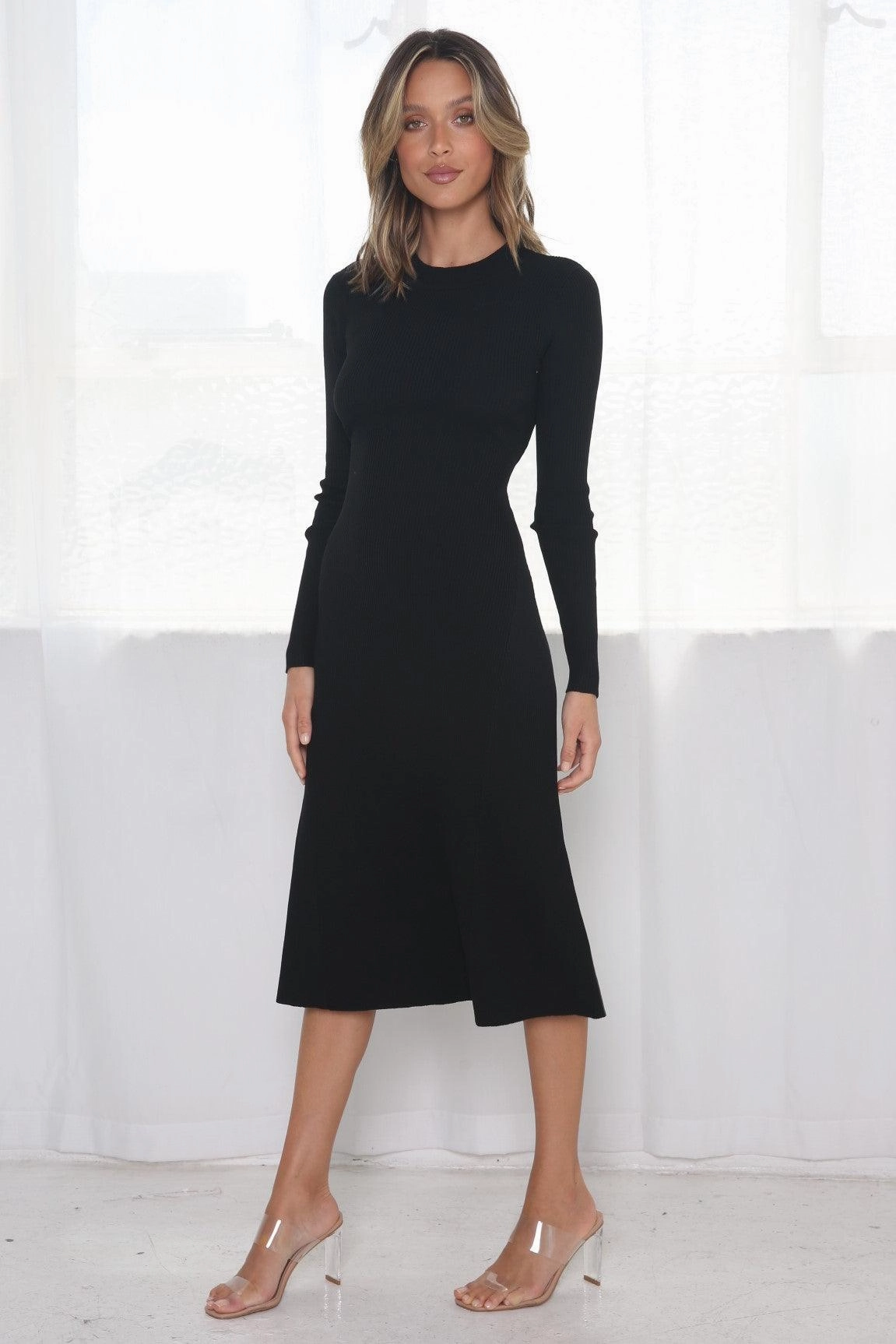 Fluid Shape Trend Texture September Dress - Black