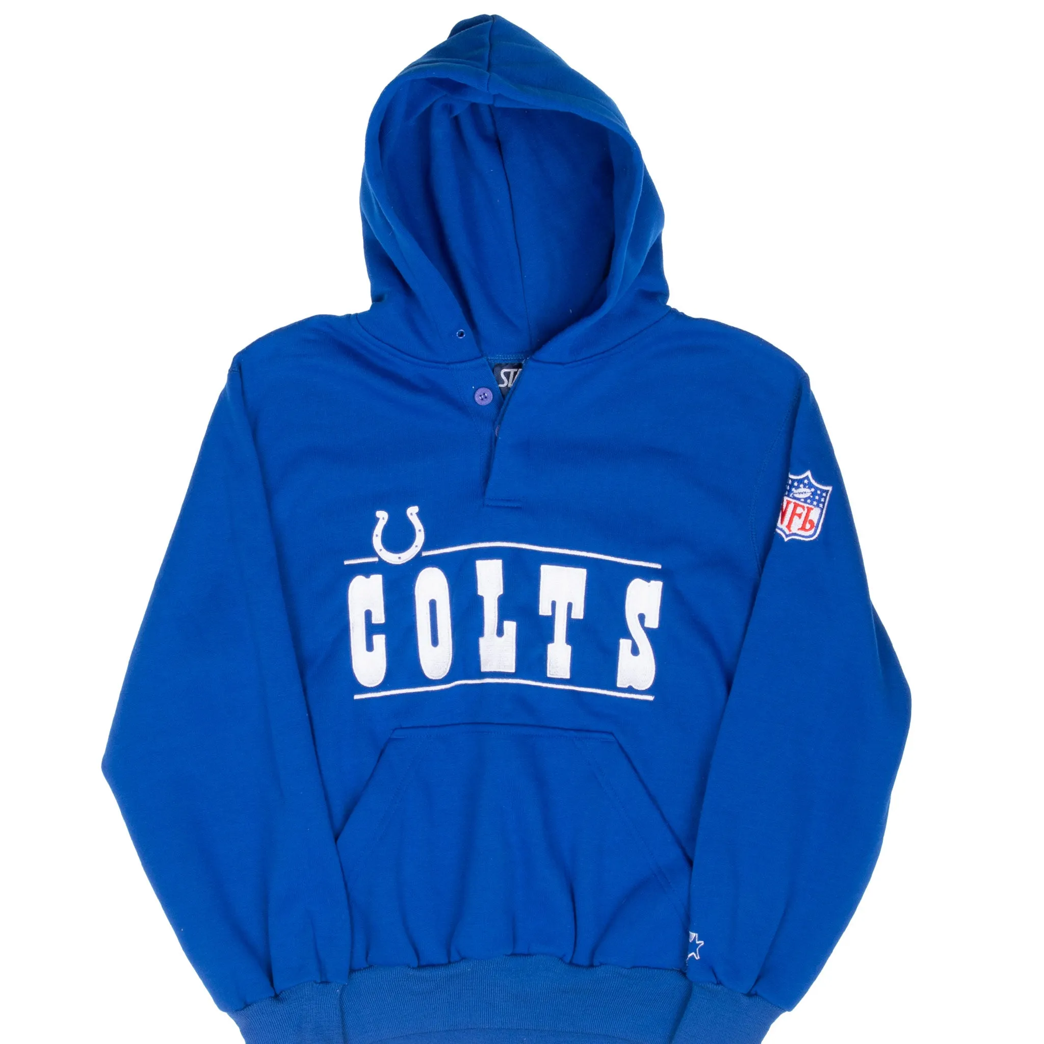 Shrink resistant VINTAGE STARTER NFL INDIANAPOLIS COLTS 1990S HOODIE SWEATSHIRT SMALL
