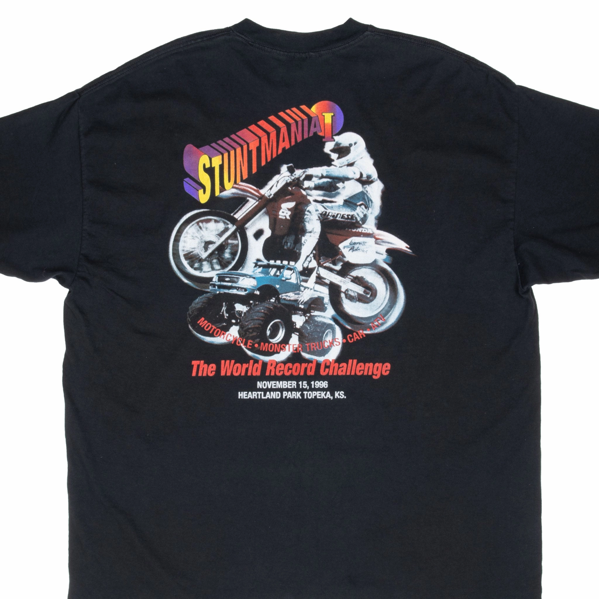 VINTAGE STUNTMANIA 1 MOTORCYCLE RACING 1996 TEE SHIRT 2XL MADE IN USA Ultra Soft Texture Perfect for Workouts