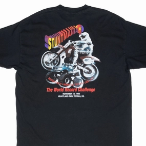 VINTAGE STUNTMANIA 1 MOTORCYCLE RACING 1996 TEE SHIRT 2XL MADE IN USA Ultra Soft Texture Perfect for Workouts