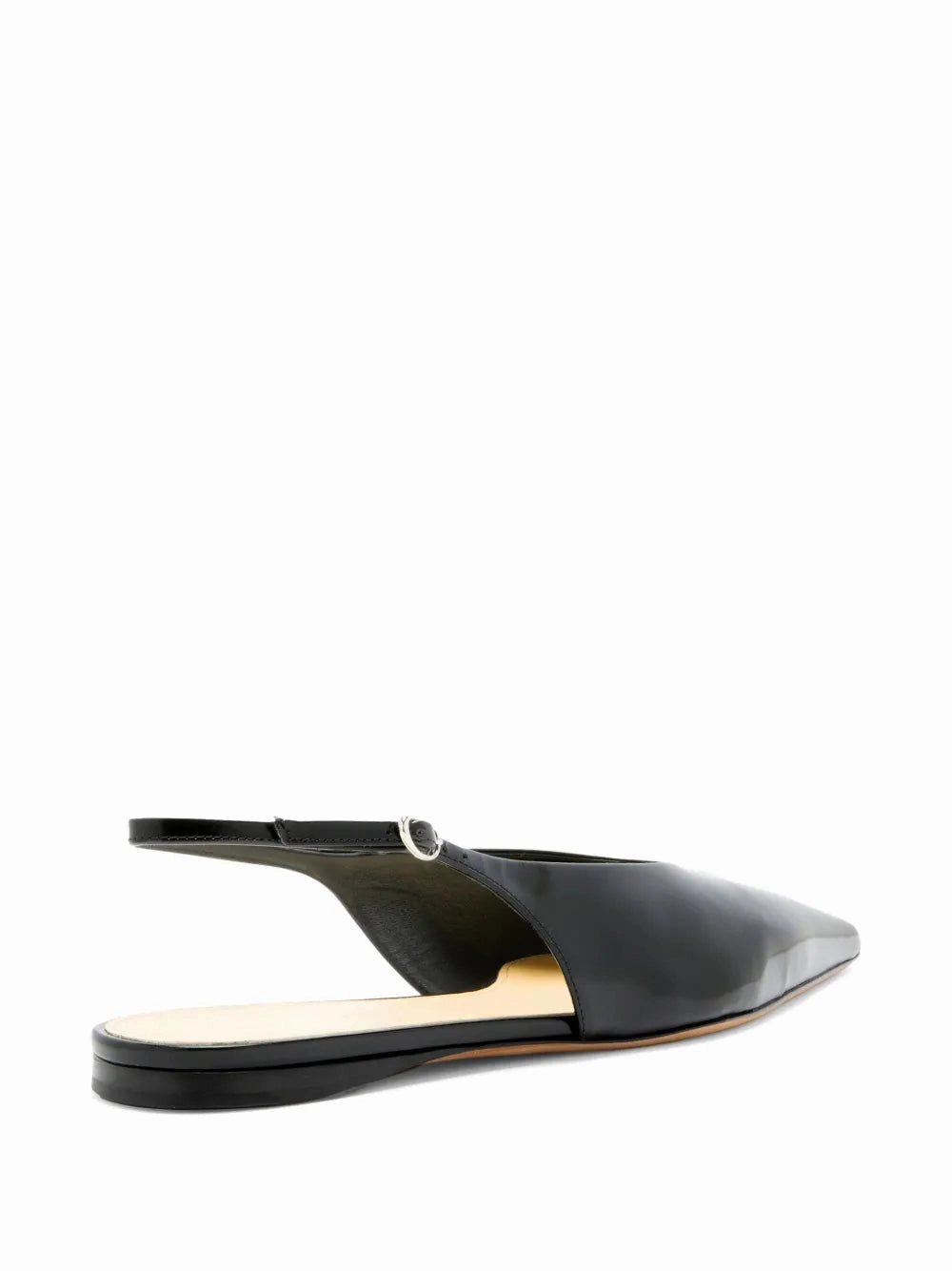 Slash Flat Slingbacks in Black upper Comfort Inserts
