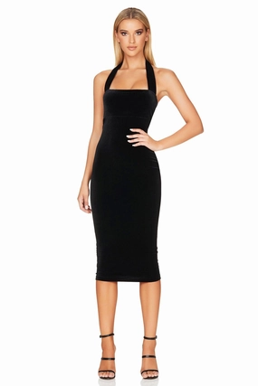 Plus Fit Cool Elegance Nookie Vera Velvet Midi Dress - Black