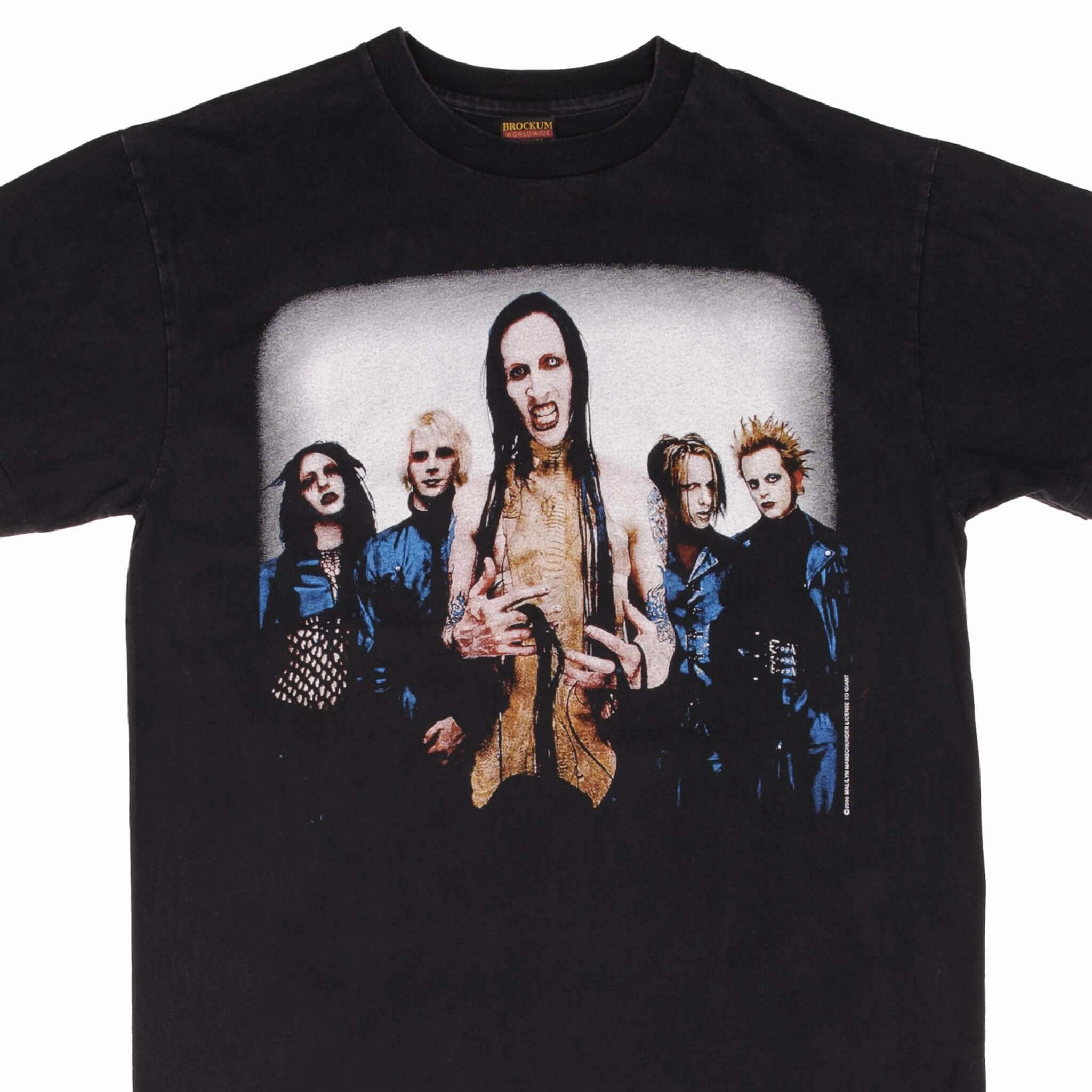 BOOTLEG MARILYN MANSON GUNS GOD AND GOVERNMENT TEE SHIRT LARGE MADE IN USA DoubleStitched Seams LayeredSleeveConstruction