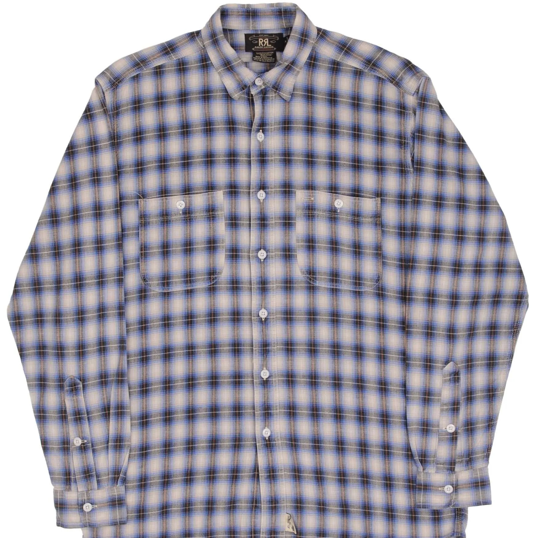 Honor VINTAGE RALPH LAUREN DOUBLE R SQUARED POCKET FLANNEL SHIRT 1990S SIZE MEDIUM