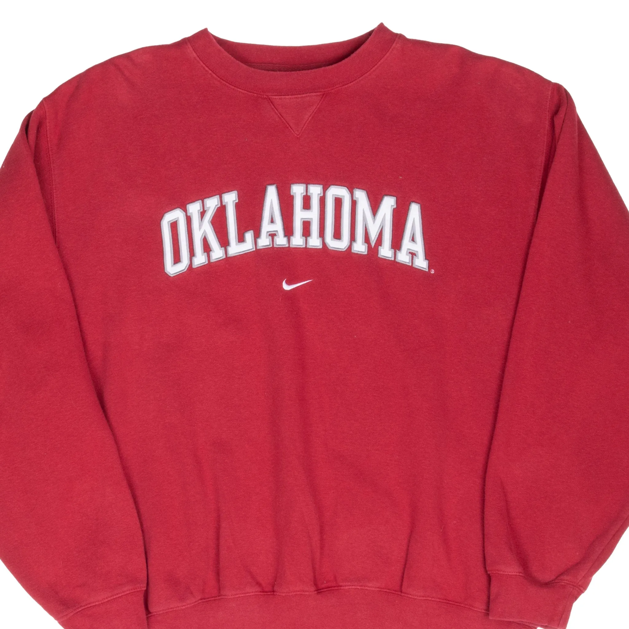 patch accents product budget friendly choice VINTAGE NIKE CENTER SWOOSH NCAA OKLAHOMA RED SWEATSHIRT 1990S LARGE