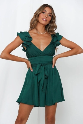 Formal Occasion Grecian Dress - Forest Green