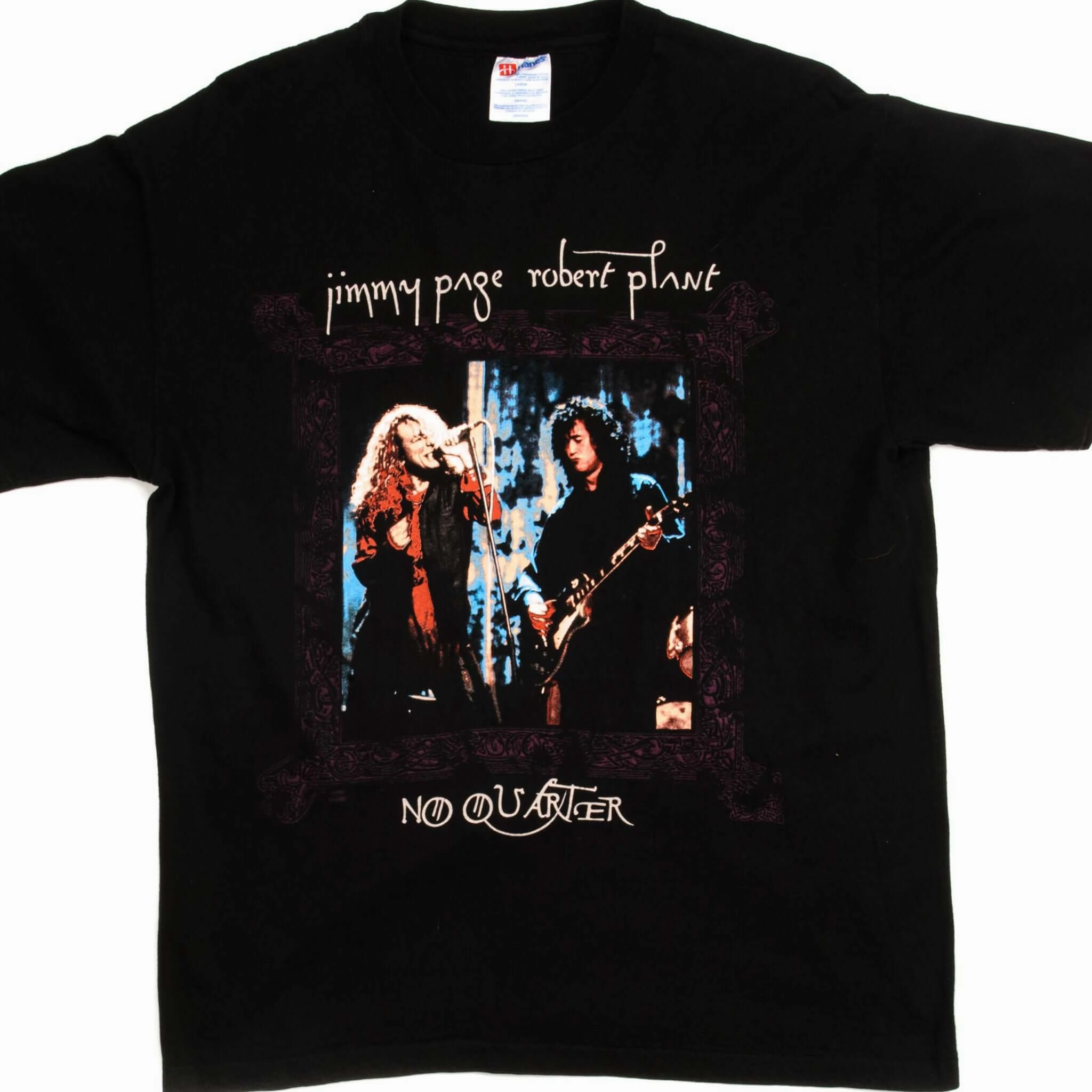 VINTAGE JIMMY PAGE AND ROBERT PLANT NO QUARTER WORLD TOUR 1995 TEE SHIRT LARGE Fashionable Wear