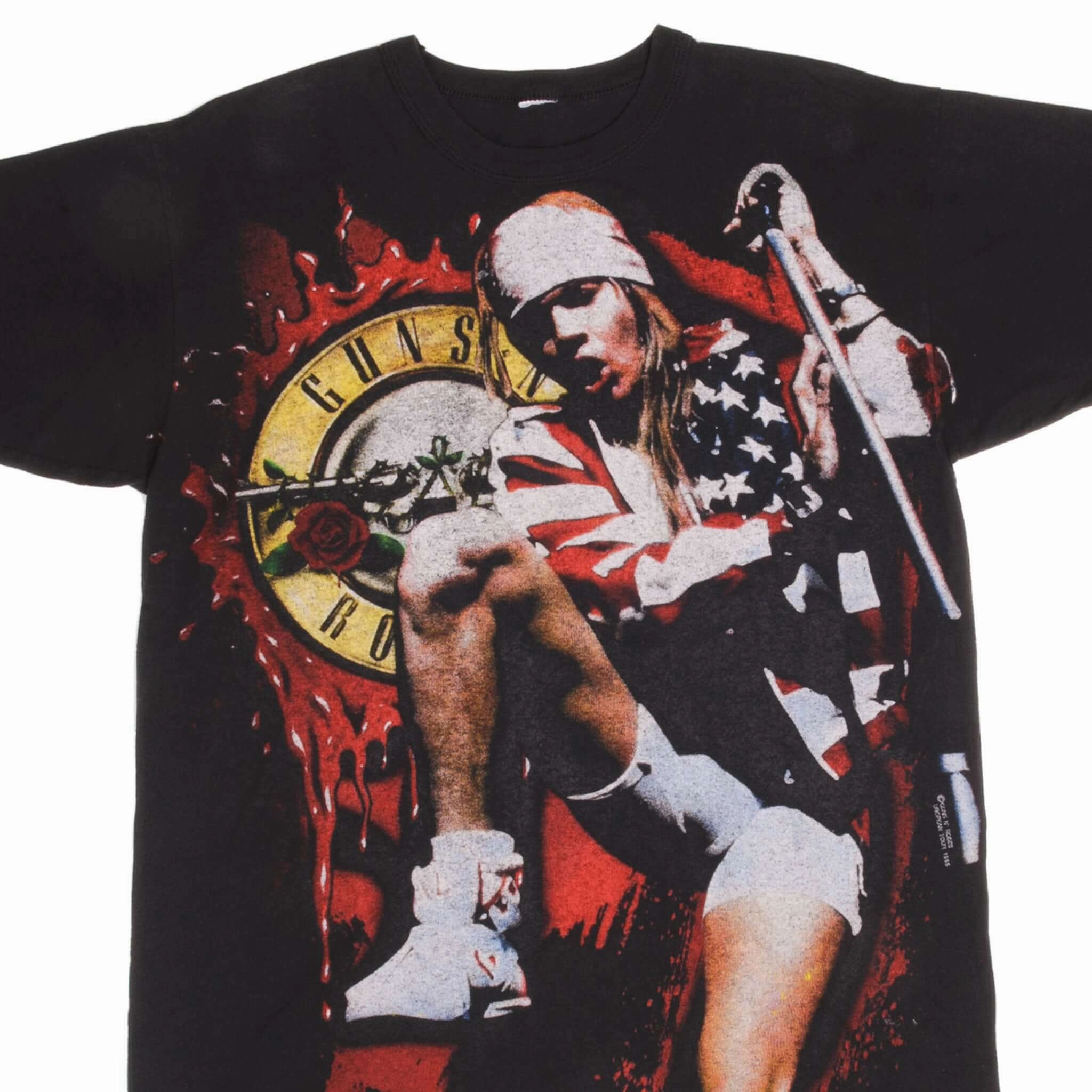 Buttery Soft Fabric Roomy Waistband VINTAGE ORIGINAL ALL OVER PRINT GUNS N' ROSES EUROPEAN TOUR 1995 TEE SHIRT LARGE