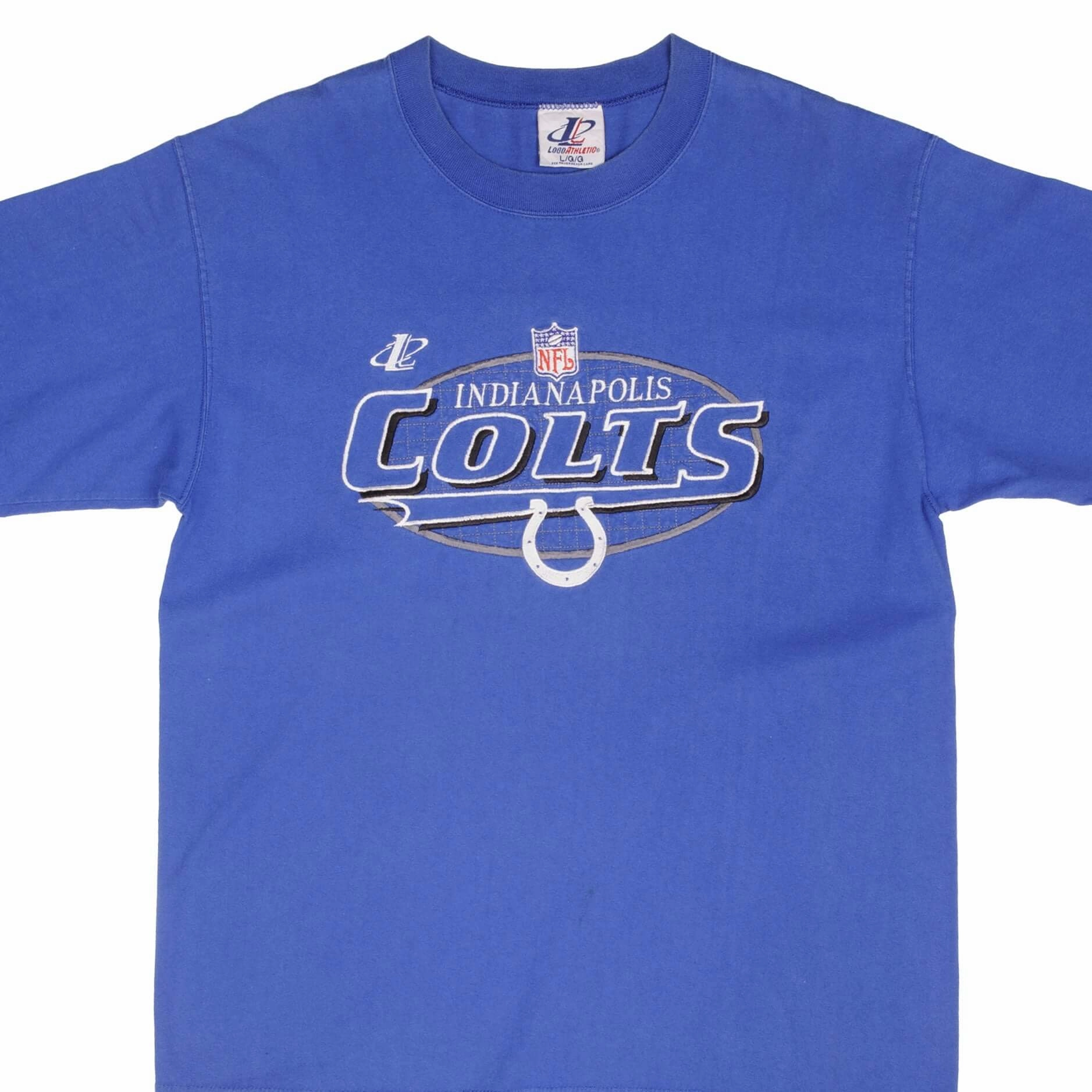 VINTAGE NFL INDIANAPOLIS COTS EMBROIDERED TEE SHIRT 1990S SIZE LARGE MADE IN USA Modern Simplicity