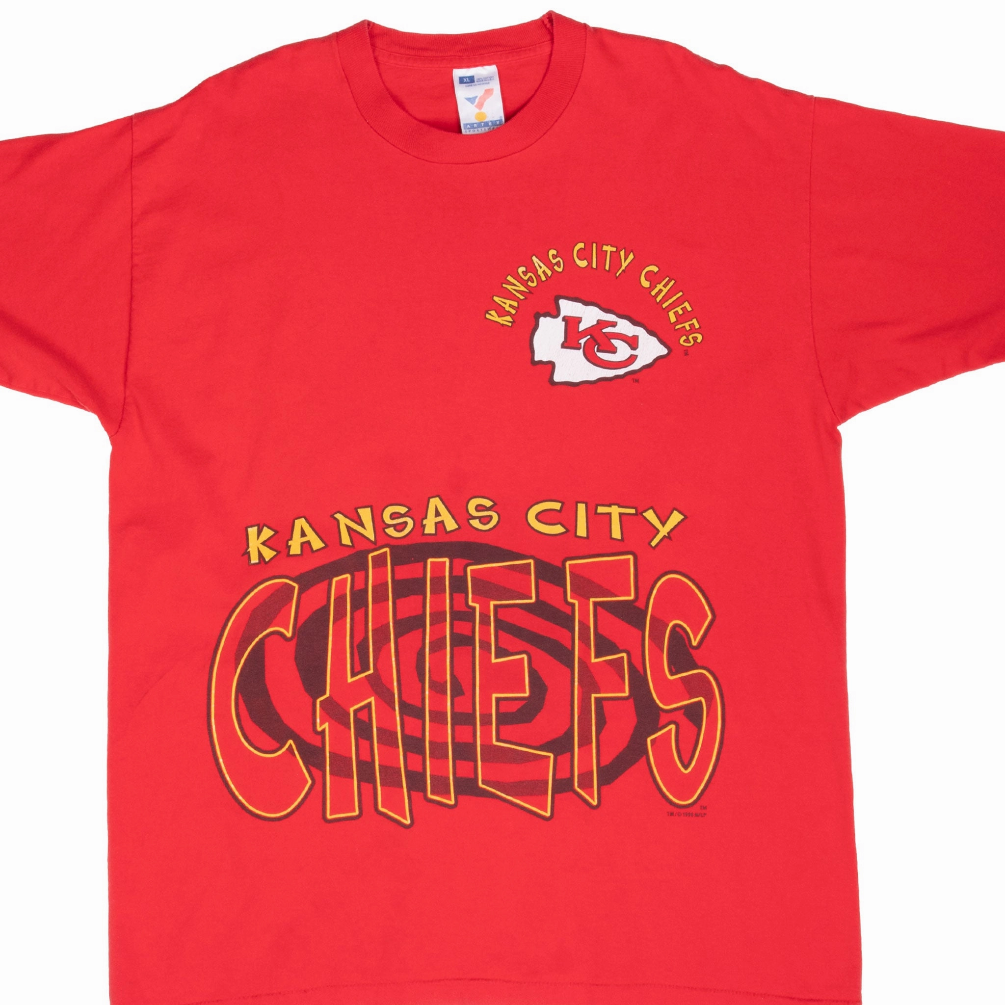 VINTAGE NFL KANSAS CITY CHIEFS 1996 TEE SHIRT XL MADE IN USA Geometric precision