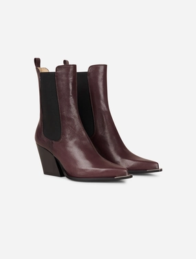 Ready Use Boots ??lastiqu??s en cuir bordeaux