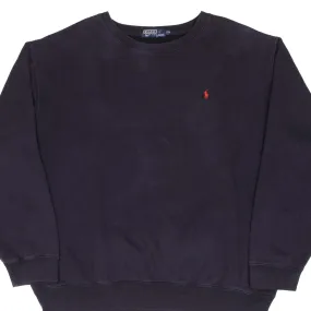 product cost effectiveness aesthetic features VINTAGE RALPH LAUREN NAVY BLUE 1990S CLASSIC CREWNECK SWEATSHIRT 2XL MADE IN USA