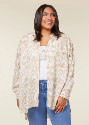 Soft Touch Button Up Printed Shirt Bold Print