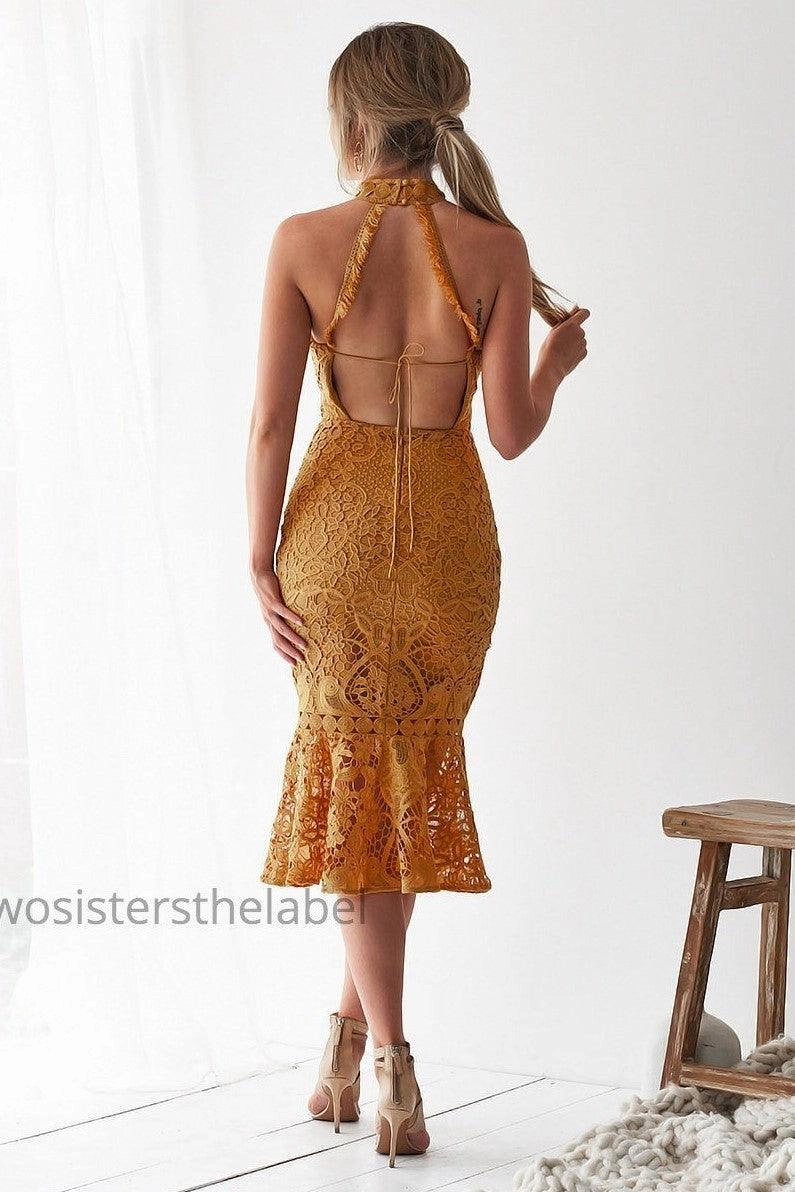 Classic Movement Refined Aesthetic Sonia Dress - Mustard