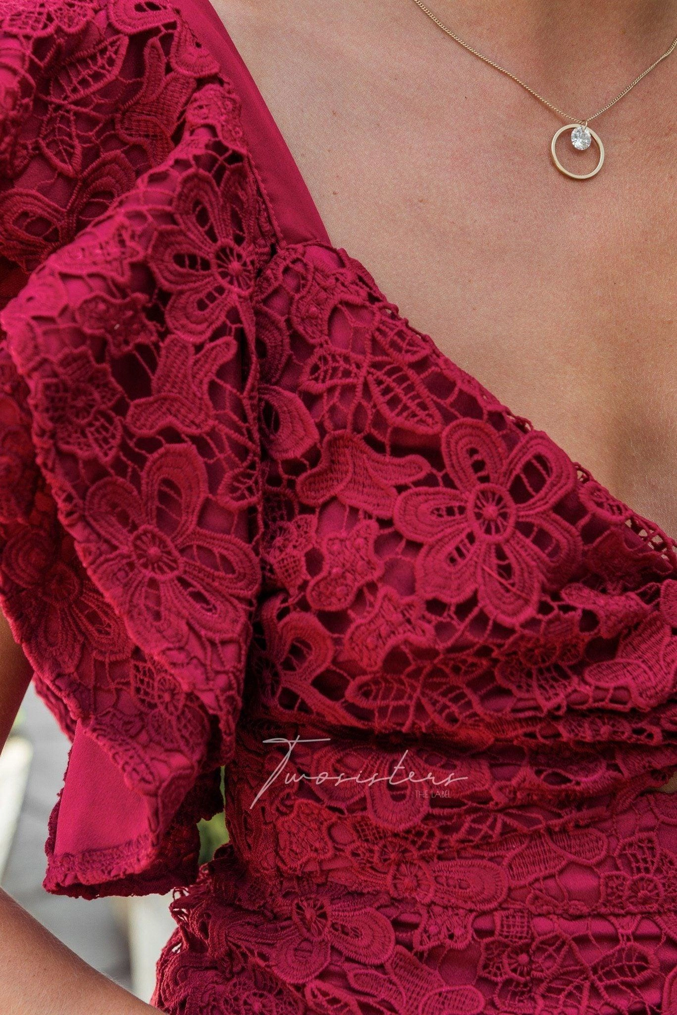 Interchangeable-Detail Sophia Dress - Red