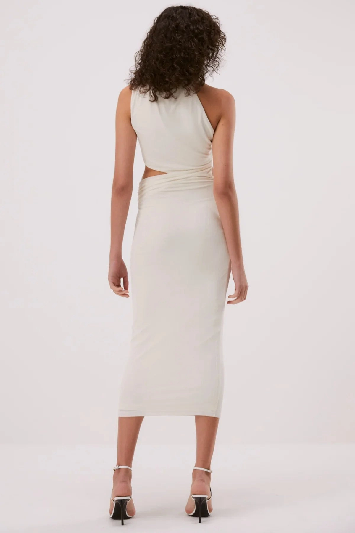 Cap-Sleeve Misha Graciela Slinky Jersey Midi Dress - Ivory