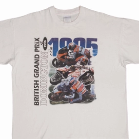 VINTAGE MOTO GP RACING BRITISH GRAND PRIX DONINGTON 1995 TEE SHIRT SIZE XL Layered Look Anti-static