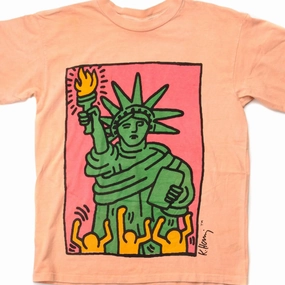 Comfy Stretch VINTAGE KEITH HARING STATUE OF LIBERTY TEE SHIRT 1986 SIZE MEDIUM MADE IN USA