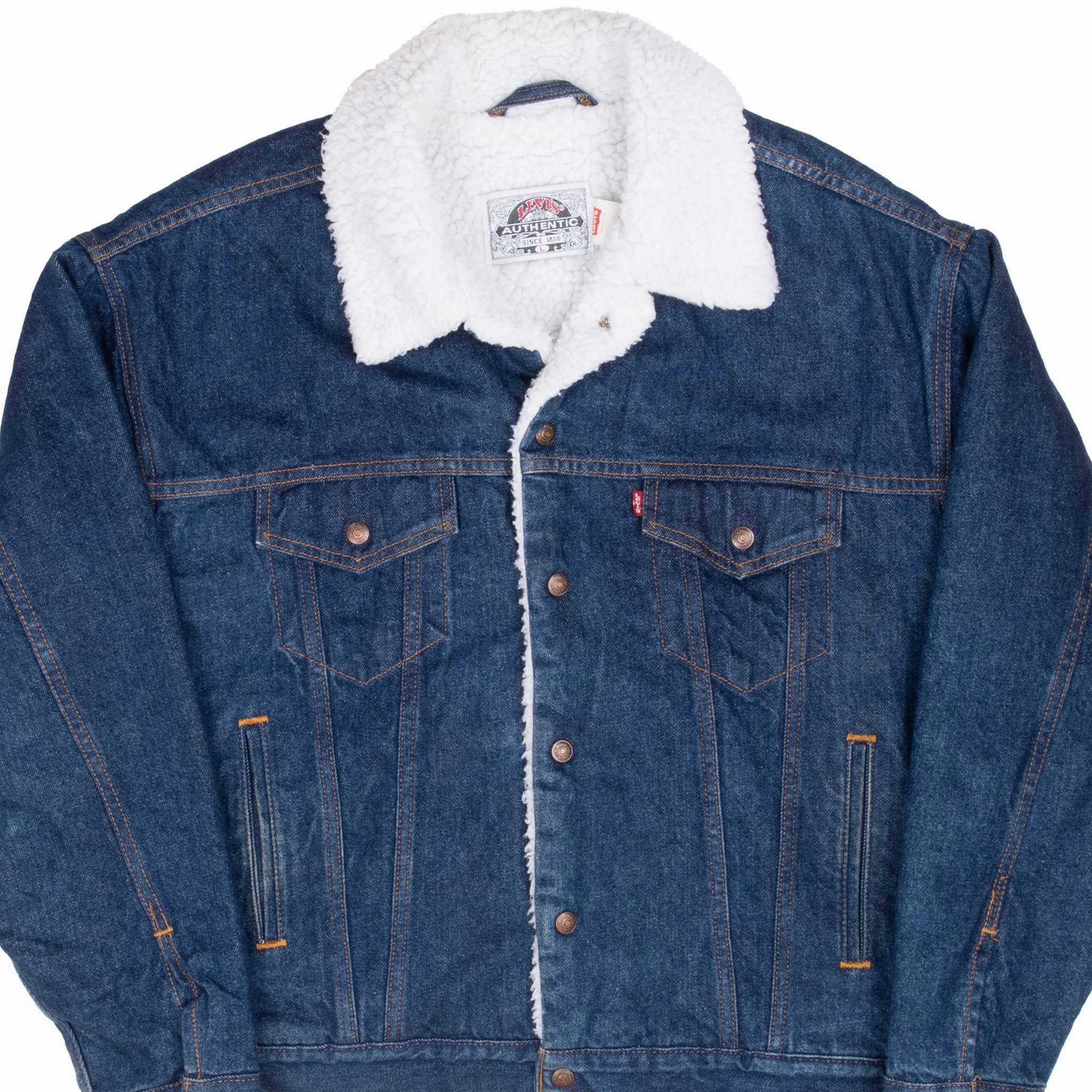 Wrinkle-Resistant Layer Flex VINTAGE LEVIS SHERPA TRIUMPH PATCH TRUCKER DENIM JACKET 1990S LARGE