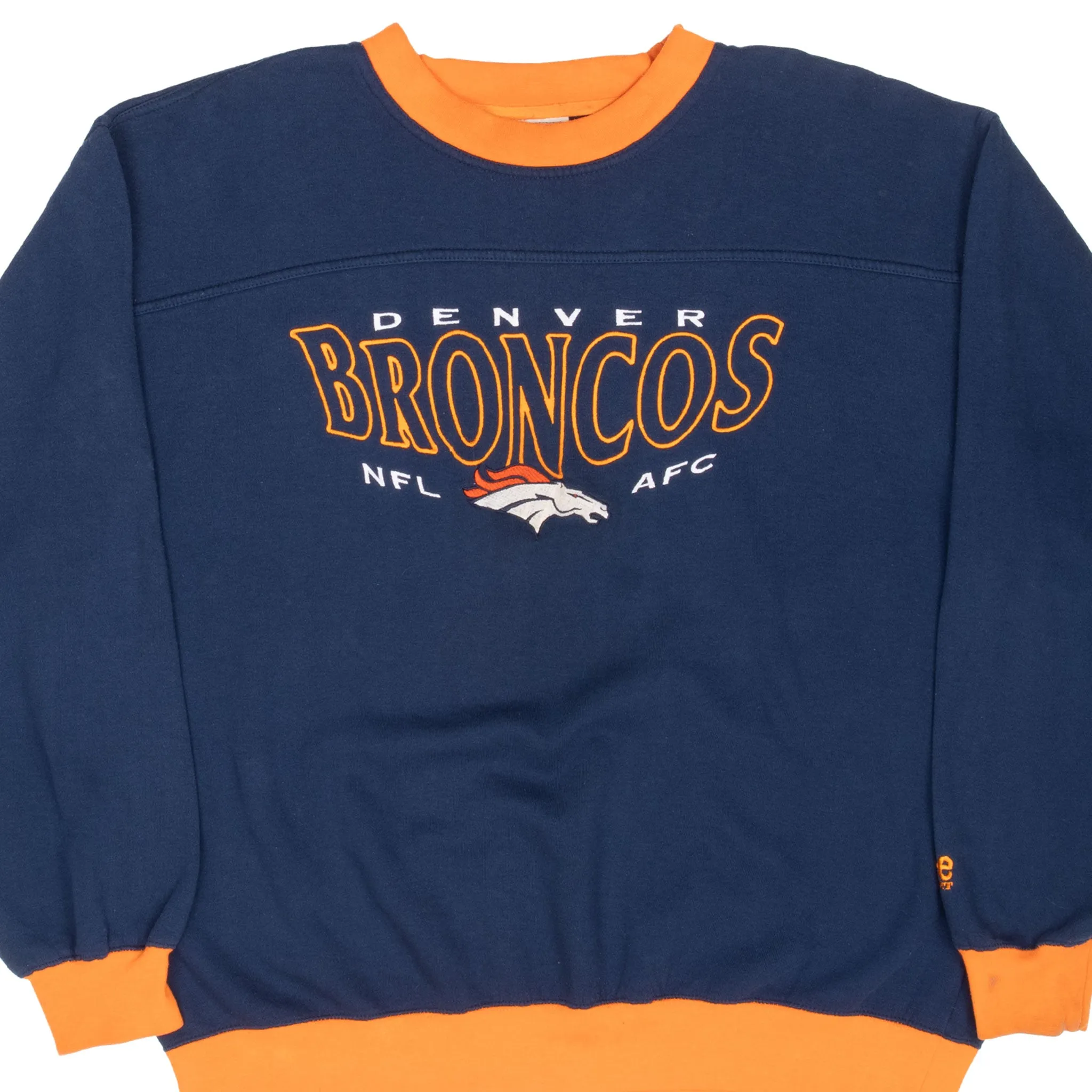 VINTAGE NFL DENVER BRONCOS EMBROIDERED 1990S SWEATSHIRT LARGE Lightweight Layer Relaxed Apparel
