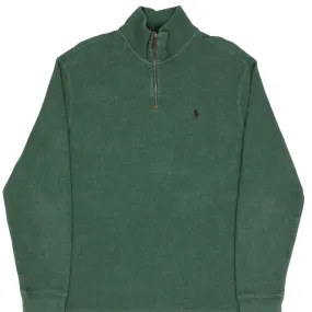 school wear VINTAGE POLO RALPH LAUREN GREEN QUARTER 1/4 ZIP SWEATER 1990S SIZE LARGE