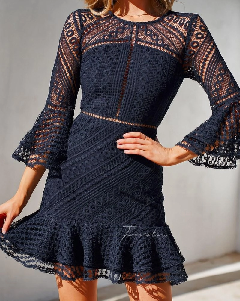 Stacey Dress - Navy Feminine Touch Effortless Look