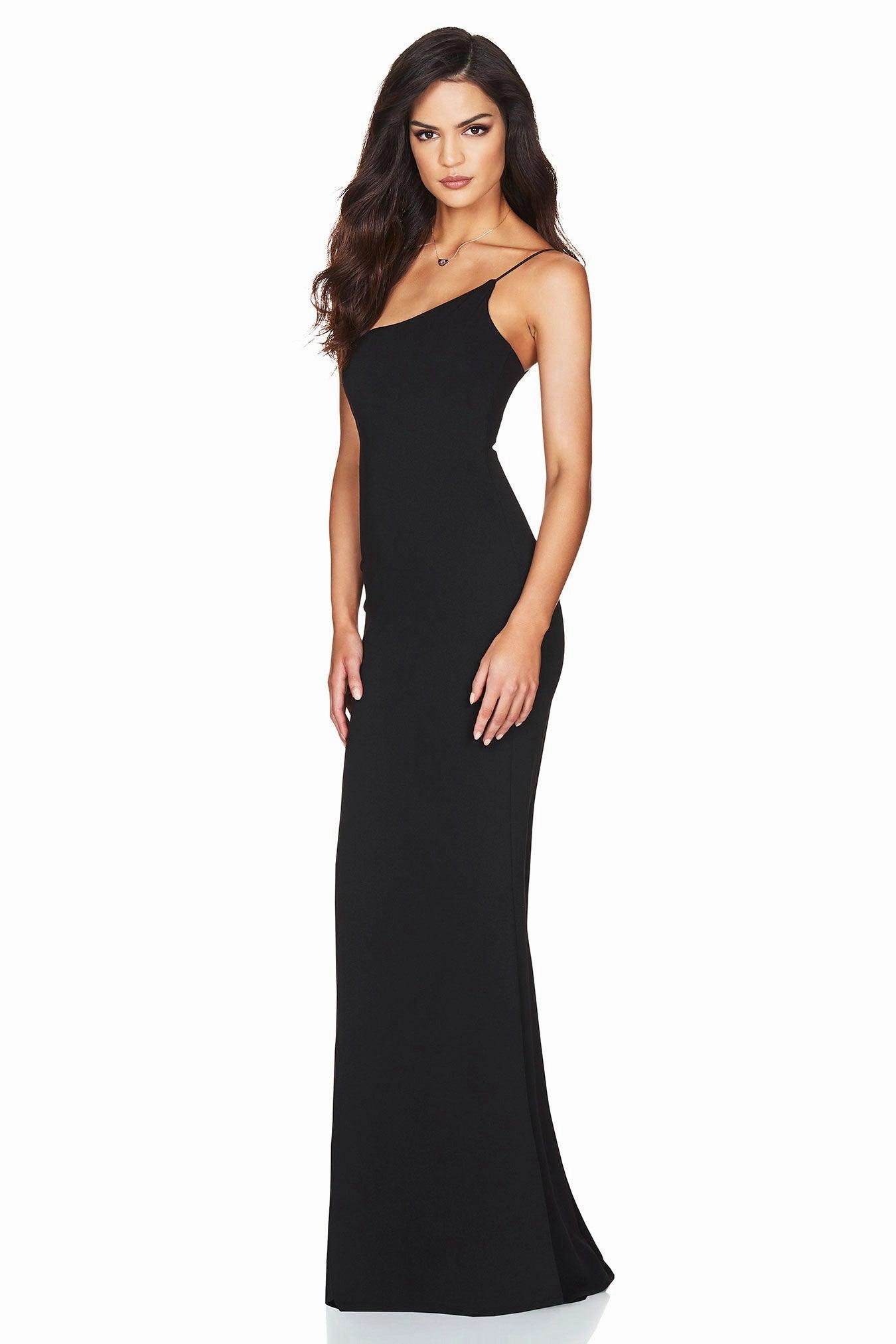Nookie Jasmine One Shoulder Gown - Black Minimal Details Mood Comfort