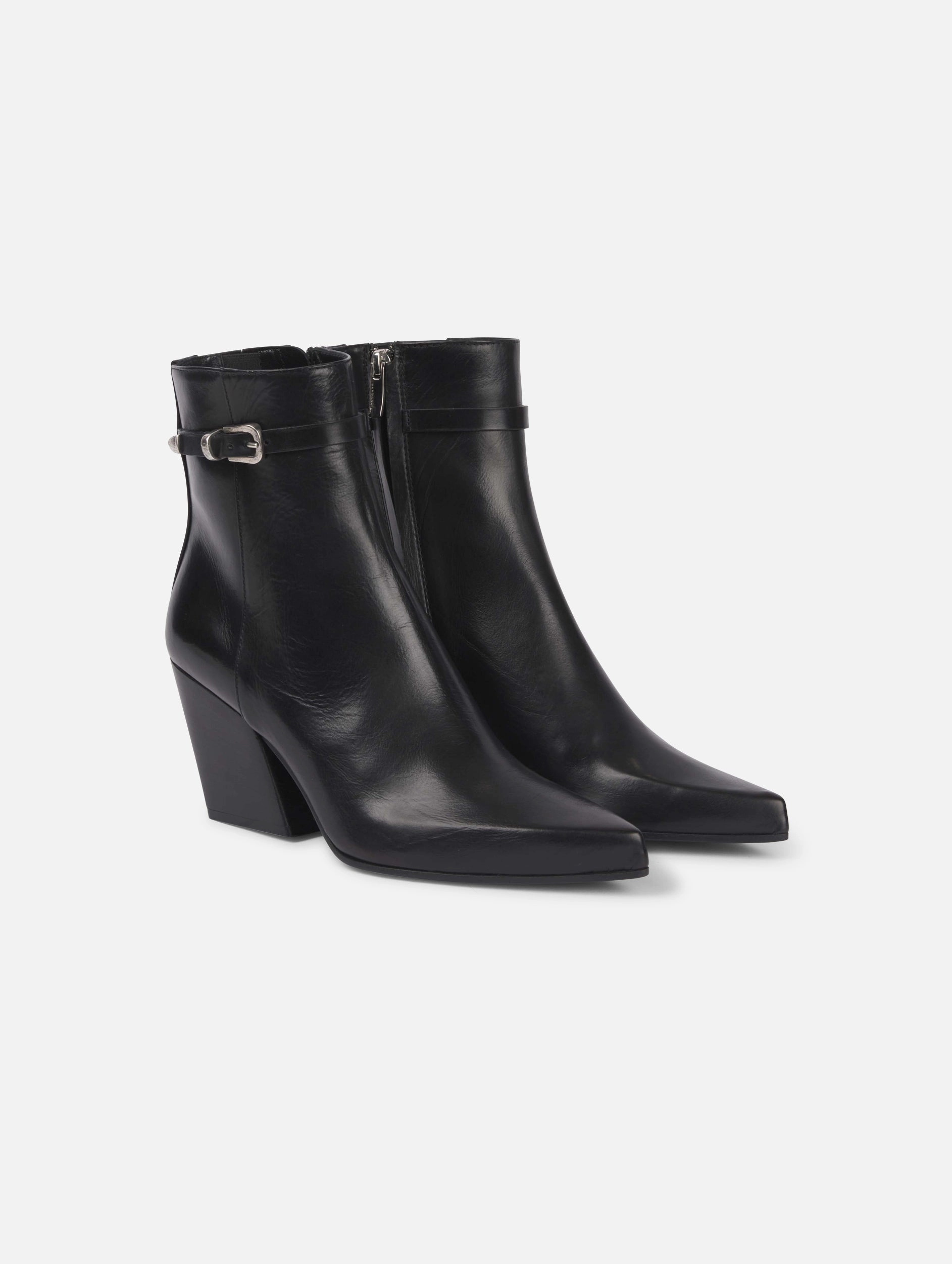 boots en cuir noir rubber