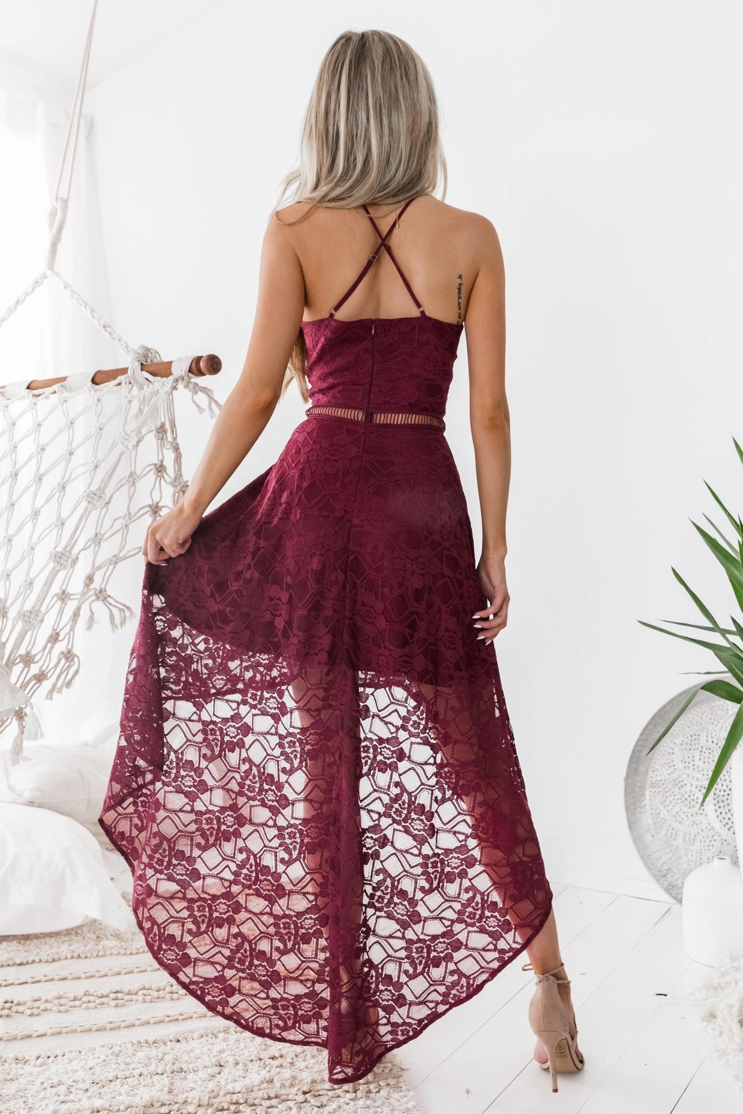 Hazel Dress - Burgundy Pop Texture
