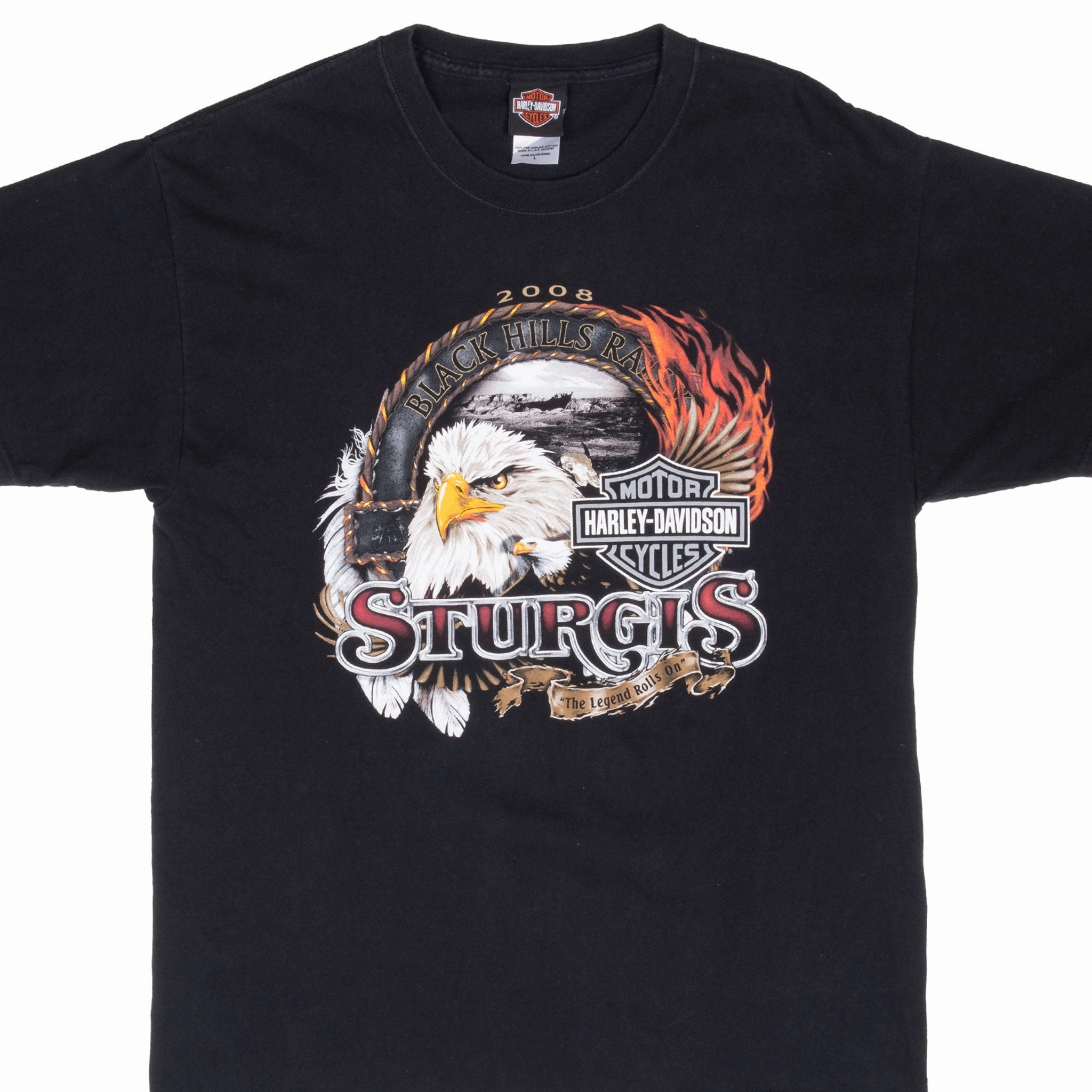 VINTAGE HARLEY DAVIDSON STURGIS 2008 TEE SHIRT LARGE MADE IN USA Smart Fashion Minimal Design