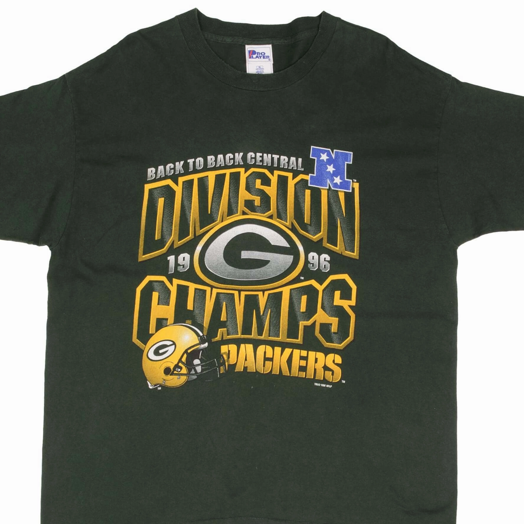 Light Flex Fit VINTAGE NFL GREEN BAY PACKERS DIVISION CHAMPIONS 1996 TEE SHIRT XL MADE IN USA