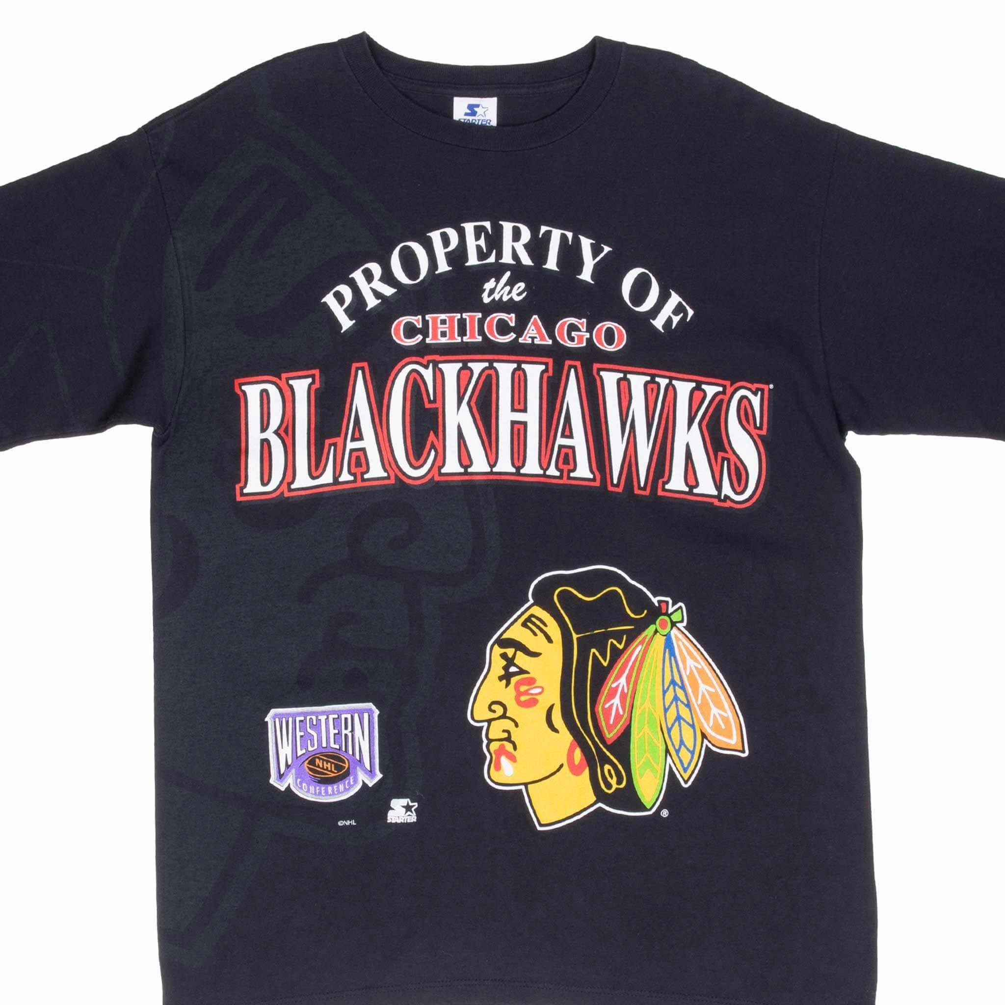 VINTAGE NHL CHICAGO BLACKHAWKS TEE SHIRT 1990S LARGE MADE IN USA Chic and Cozy