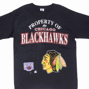 VINTAGE NHL CHICAGO BLACKHAWKS TEE SHIRT 1990S LARGE MADE IN USA Chic and Cozy