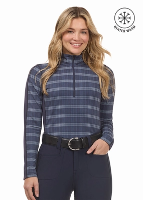 Stretch Plaid Quarter Zip Top Tall Option