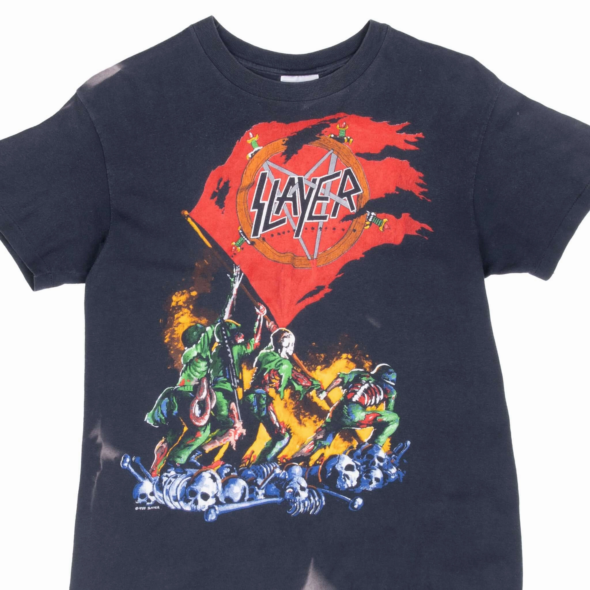 VINTAGE SLAYER WORLD SACRIFICE TOUR 1989 TEE SHIRT SMALL MADE IN USA Formal Style UV Protective Fabric