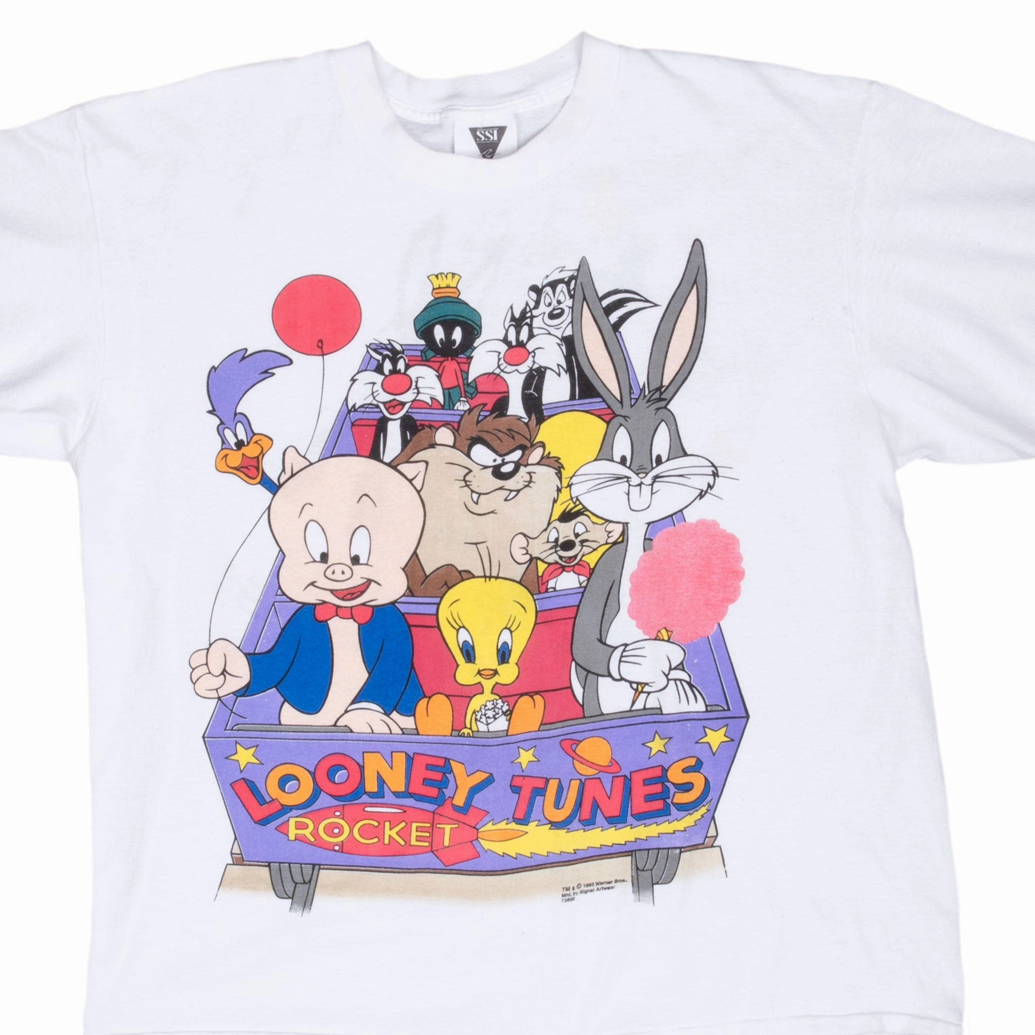 VintageWashEffect VINTAGE LOONEY TUNES ROCKET TEE SHIRT 1993 SIZE XL MADE IN USA