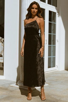 Romantic Vibes Clean Texture Larcy Slip Dress - Black