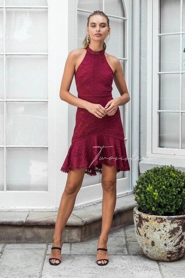 Violet Dress - Red Shiny Zip Calm Style