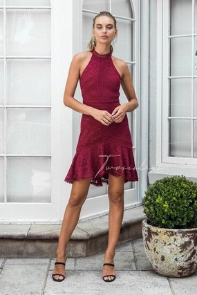 Violet Dress - Red Shiny Zip Calm Style