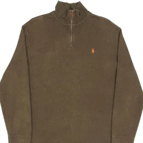 VINTAGE POLO RALPH LAUREN GREEN QUARTER 1/4 ZIP SWEATER 1990S SIZE XL product marbled pattern Two-Tone Design