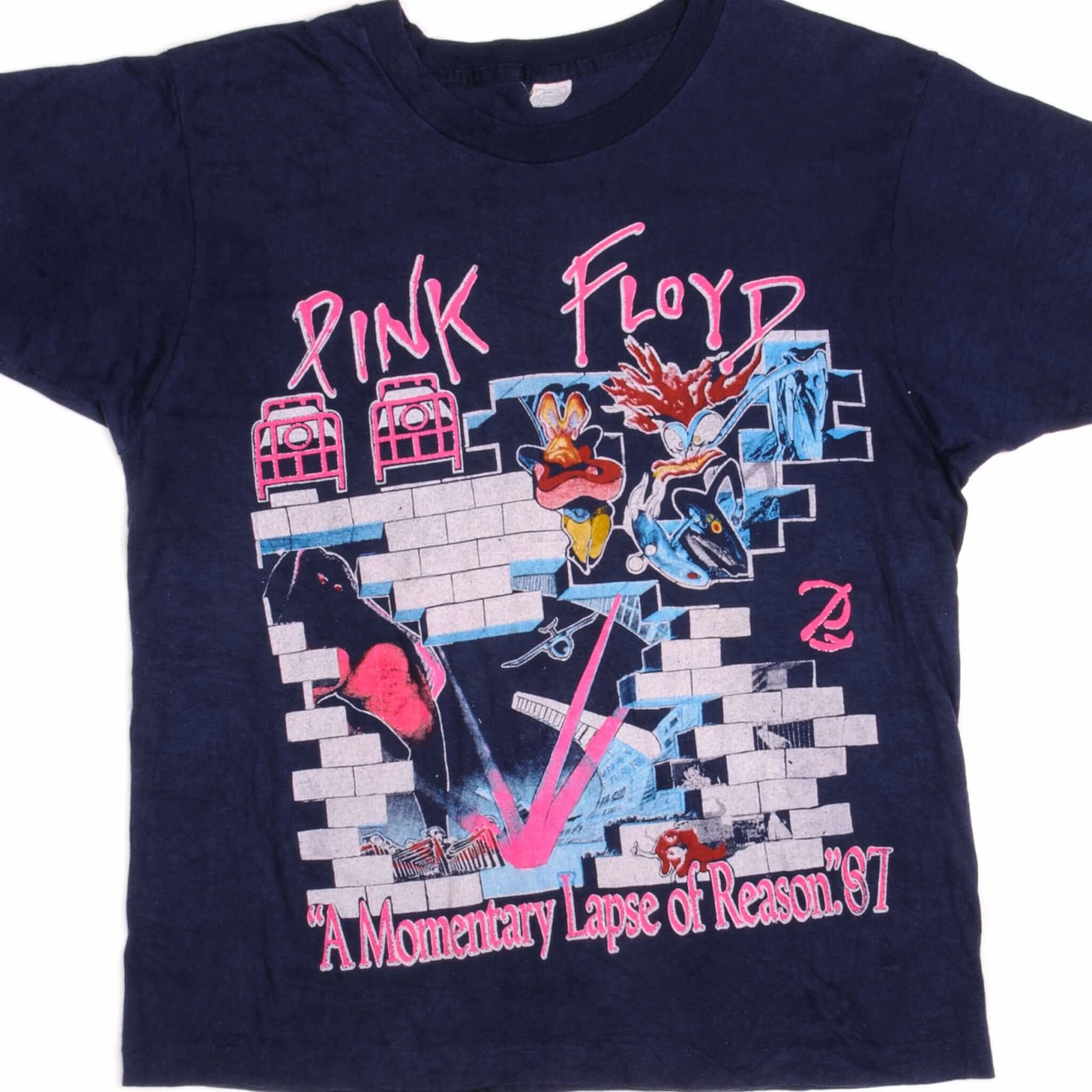 VINTAGE PINK FLOYD AMERICAN TOUR TEE SHIRT 1987 SIZE MEDIUM MADE IN USA SeamFreeShoulders
