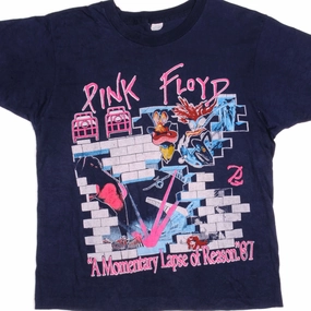 VINTAGE PINK FLOYD AMERICAN TOUR TEE SHIRT 1987 SIZE MEDIUM MADE IN USA SeamFreeShoulders