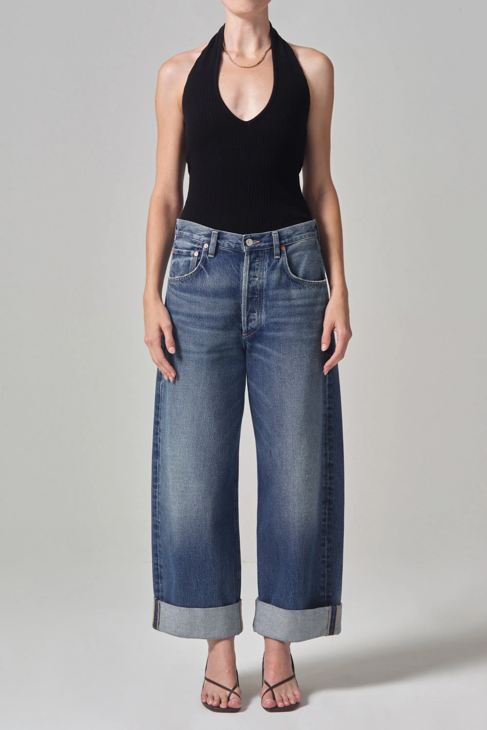 Laser Cut Edges Premium Party Look Ayla Baggy Cuffed Crop