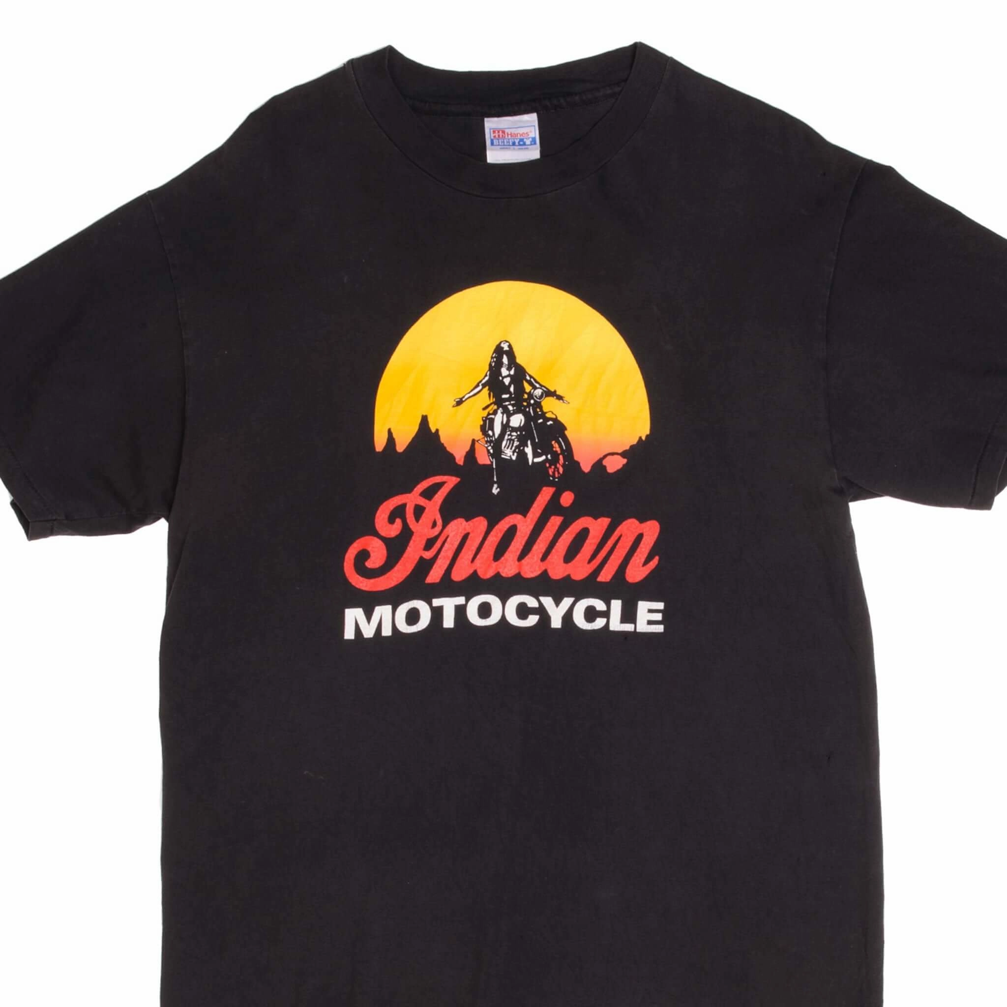 VINTAGE INDIAN MOTOCYCLE TEE SHIRT 1990s LARGE RIVERSIDE CA Easy Fit Wear Effortless Fashion