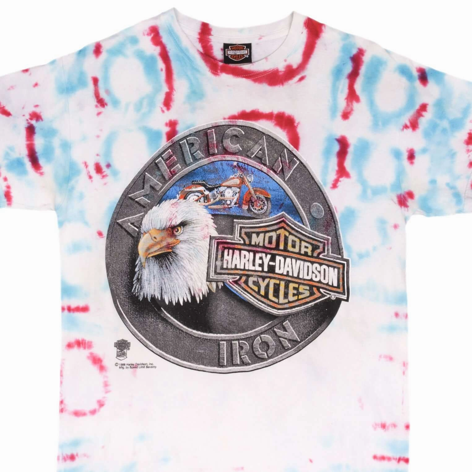 VINTAGE TIE DYE HARLEY DAVIDSON EAGLE TEE SHIRT 1990S SIZE MEDIUM Versatile Option